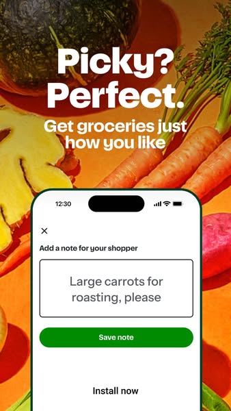 This ad demonstrates the ability to customize your produce order in the grocery delivery app, featuring an image of the 
