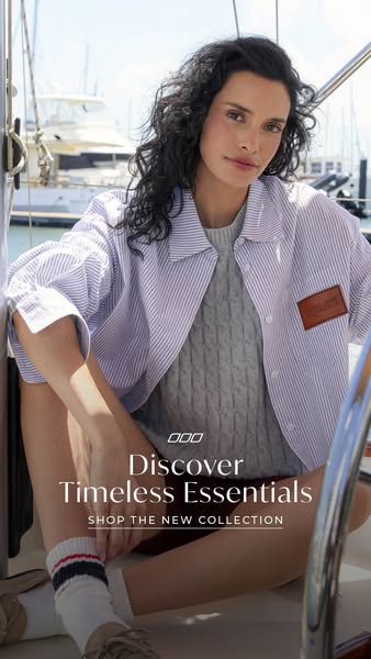This lifestyle ad for 000 Activewear promotes their new timeless essentials collection. The ad features an image of a wo