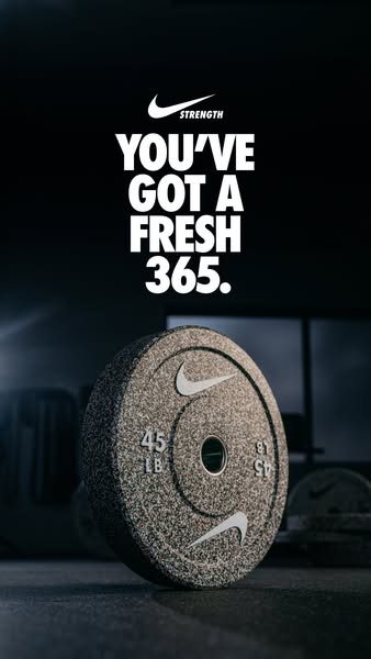 This Nike ad features a weight plate with the Nike swoosh on it, along with the text "YOU'VE GOT A FRESH 365.&q