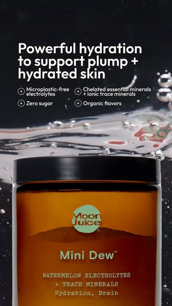 This ad showcases Moon Juice's Mini Dew, highlighting its hydration and mineral benefits. The ad emphasizes the prod