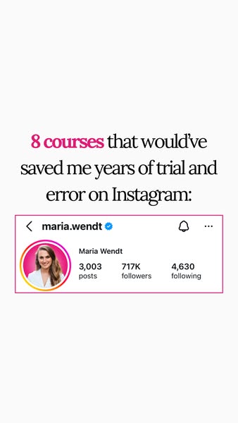 This image ad presents the idea that '8 courses' could have saved the influencer years of 'trial and error o