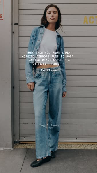 This image ad for Rag & Bone clothing features a quote from Travel & Leisure to demonstrate the versatility of t
