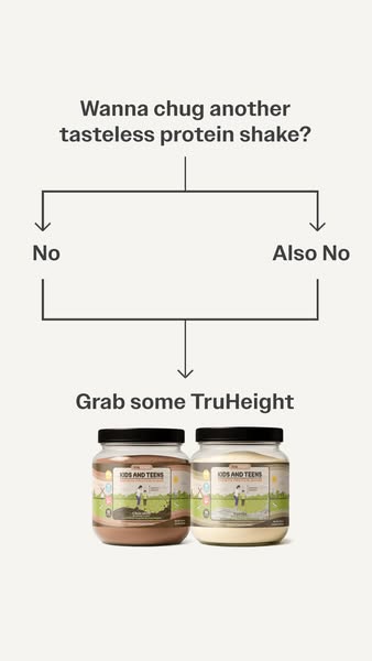 This image ad uses a flowchart to suggest that the viewer should choose TruHeight over tasteless protein shakes.