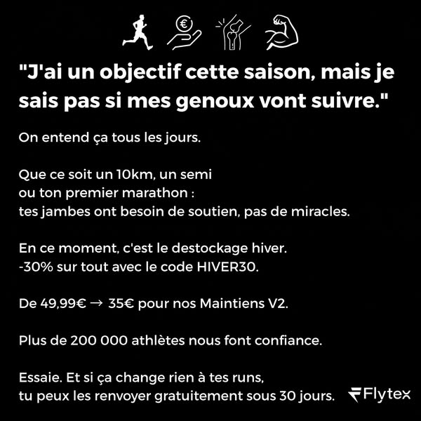 This Flytex ad speaks to athletes who have a goal for the season but are worried that their knees won't be able to h