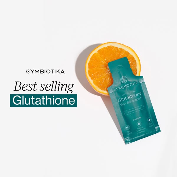 This ad for Cymbiotika features their best-selling Glutathione supplement. The ad highlights the product's benefits 