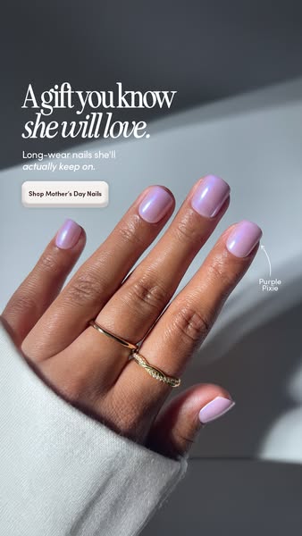 This ad for press-on nails highlights that they are long-wearing and would make a great gift for Mother's Day.