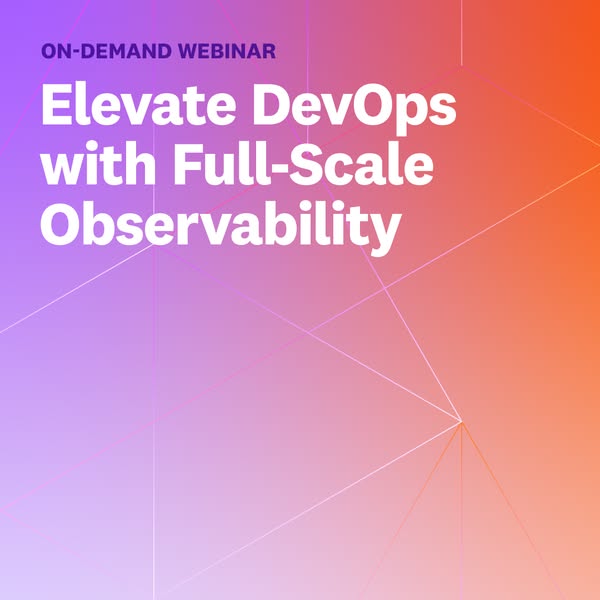 This ad promotes an on-demand webinar about elevating DevOps with full-scale observability.