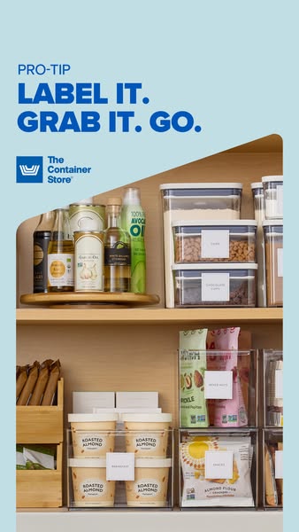 This ad by The Container Store uses a pro-tip about labeling to highlight their range of storage containers and organiza