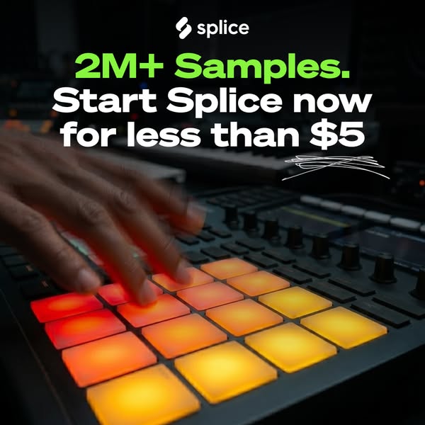 This ad for Splice emphasizes the affordability and accessibility of its extensive sample library. It targets music prod