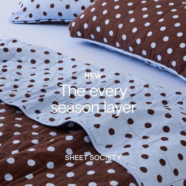 This image ad highlights the Sheet Society brand and the every season layer product with the headline 'The every sea