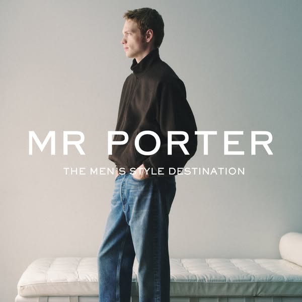 This ad showcases the brand Mr Porter, a men's style destination. The ad features a man in a casual outfit, standing