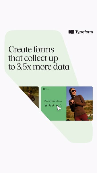 This ad for Typeform highlights the product's ability to collect up to 3.5x more data through the use of forms. The 