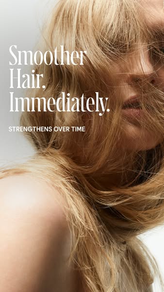 This ad focuses on the immediate benefits of using the hair product, highlighting that it helps you achieve smoother hai
