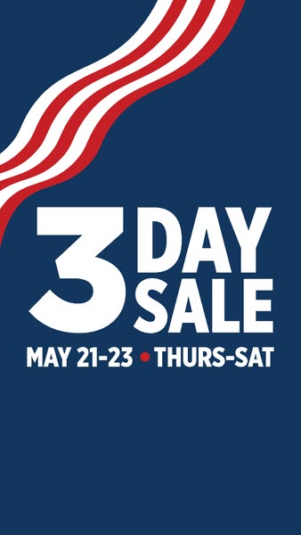 This ad announces a 3-day sale from Thursday, May 21st through Saturday, May 23rd. The ad features a red and white graph