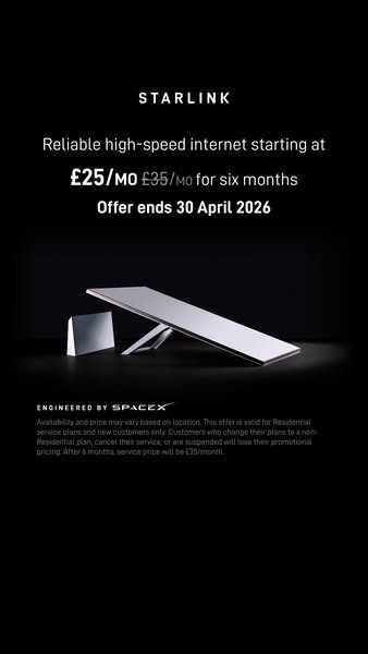 This ad promotes a limited-time offer for Starlink's residential internet service, highlighting a discounted monthly