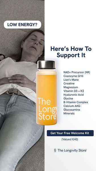 This ad identifies the problem of low energy, then highlights a vitamin drink as a solution and lists the ingredients. F