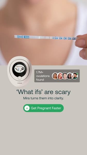 This ad promotes the Mira fertility tracker, highlighting its ability to provide clarity and potentially speed up the pr