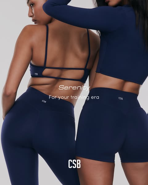 This ad showcases navy blue athletic wear from CSB. It highlights the brand's name and positions the product for a &