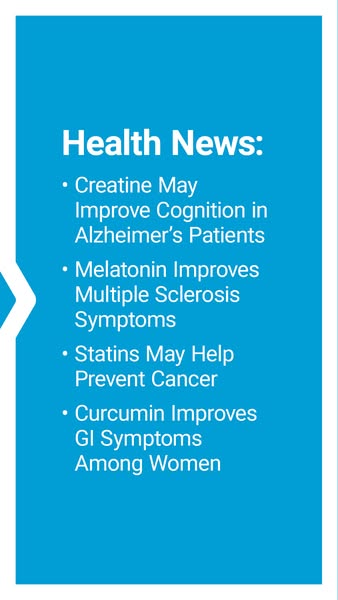 This ad presents a list of health news headlines, each highlighting a potential health benefit associated with specific 