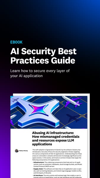 This ad promotes an ebook about AI security best practices.