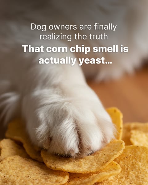 The ad is designed to make dog owners aware that the corn chip smell of their dog's feet is actually yeast, which mi