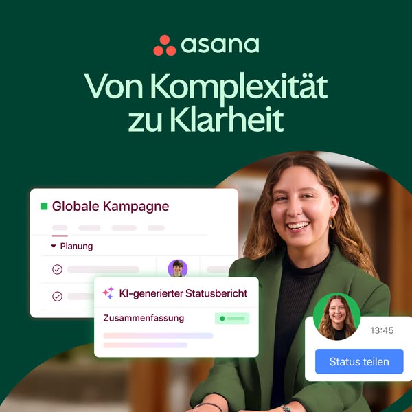 This ad promotes Asana, a work management platform, by visually demonstrating how it simplifies complex projects, leadin