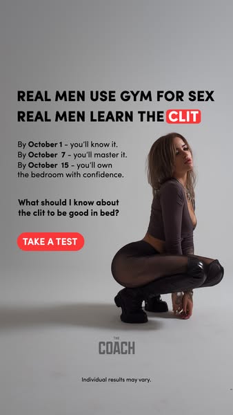 This image ad for The Coach uses provocative language and a suggestive image to promote a course or program designed to 