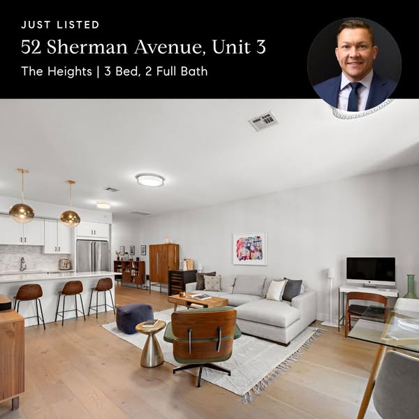 This ad promotes a newly listed property at 52 Sherman Avenue, Unit 3. The ad showcases the property's interior and 