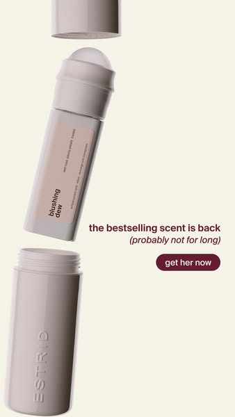 This ad showcases Estrid's bestselling 'blushing dew' scent, urging viewers to 'get her now' before 
