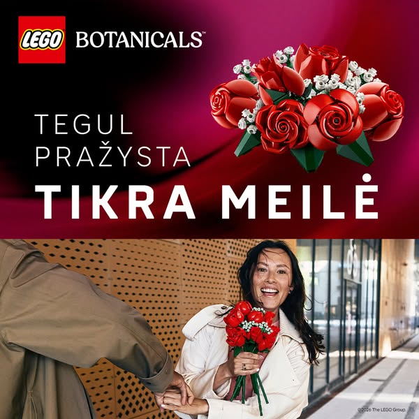 This image ad showcases LEGO's Botanicals collection, specifically the rose bouquet, positioning it as a unique and 