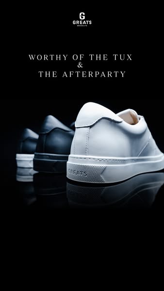This ad showcases Greats sneakers, highlighting their versatility for both formal and casual occasions.