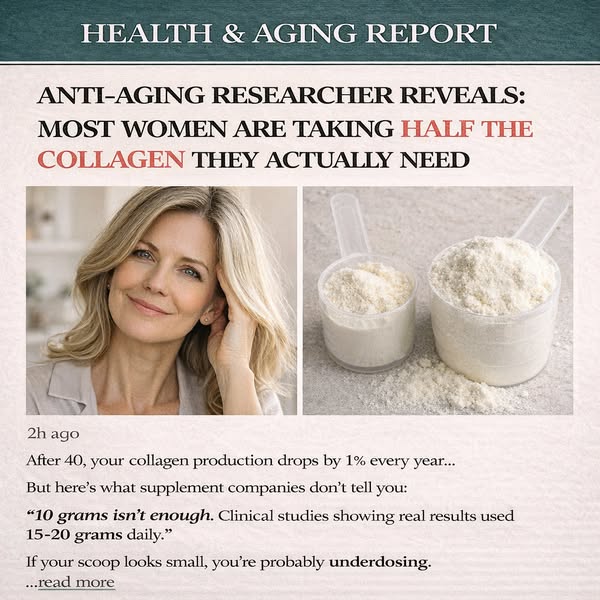 This ad is targeting women over 40, with a focus on the need for adequate collagen intake. It positions the advertised c