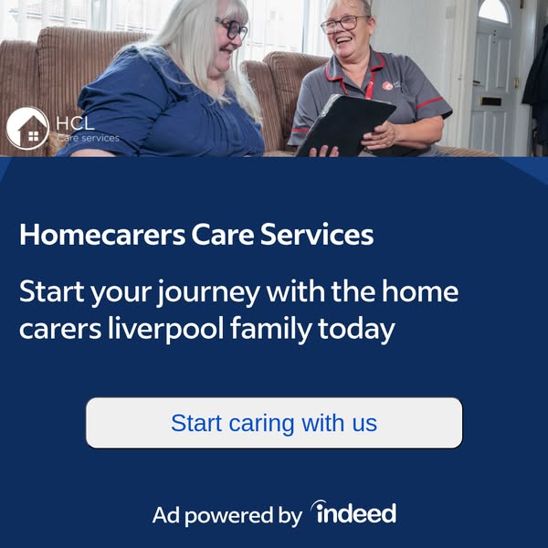 This image ad for Homecarers Care Services features a caregiver and client smiling together, promoting the idea of joini