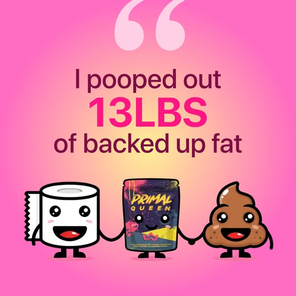 Ad image highlighting weight loss benefits of Primal Queen product. The ad features a quote about losing weight from bac