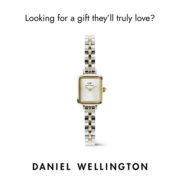 This image ad from Daniel Wellington asks if you're looking for a gift they'll truly love, then presents a gold 