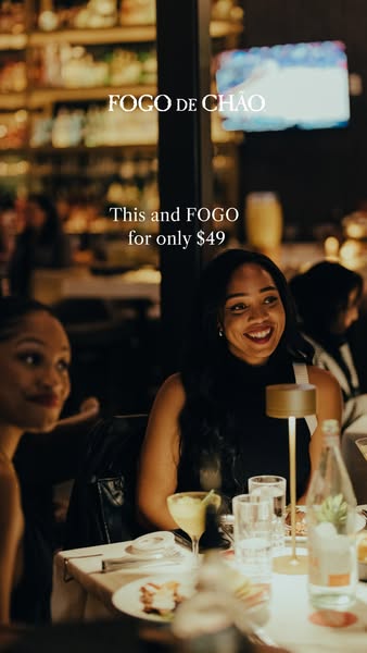This image ad for Fogo de Chão features two women enjoying a meal at the restaurant. The ad promotes a special offer.