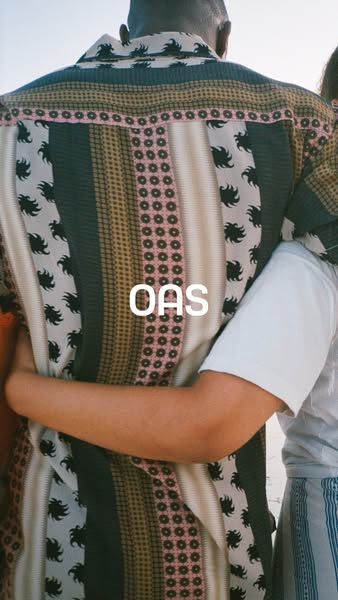 This ad features a close up shot of an OAS shirt with the brand name placed in the middle of the shot.