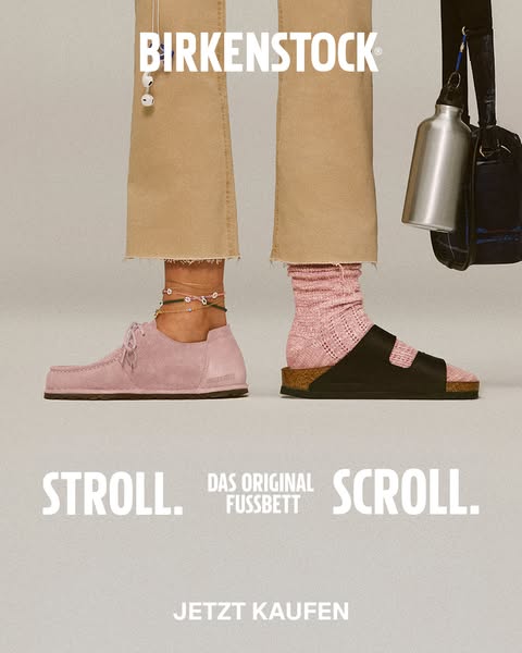 This ad showcases two different styles of Birkenstock shoes. It's selling consumers on comfort and style, while enco