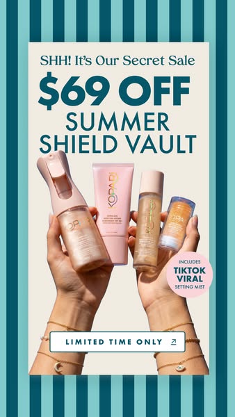 This image ad promotes Kopari's Summer Shield Vault, highlighting a special offer of $69 off for a limited time. The