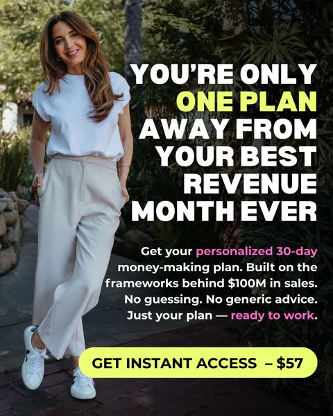 This image ad features a woman, presumably the owner of a business, standing in front of a lush green background. The te