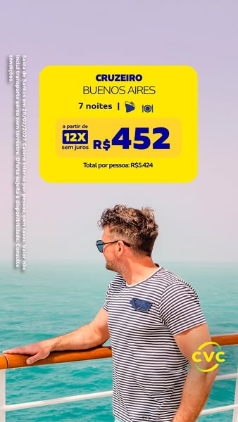 This ad promotes CVC cruises to Buenos Aires, emphasizing affordability through installment payments. The image features