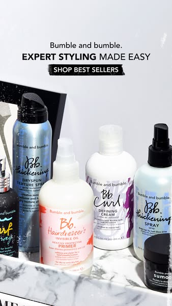 This ad for Bumble and bumble hair products features a number of their best-selling products. The ad copy invites viewer