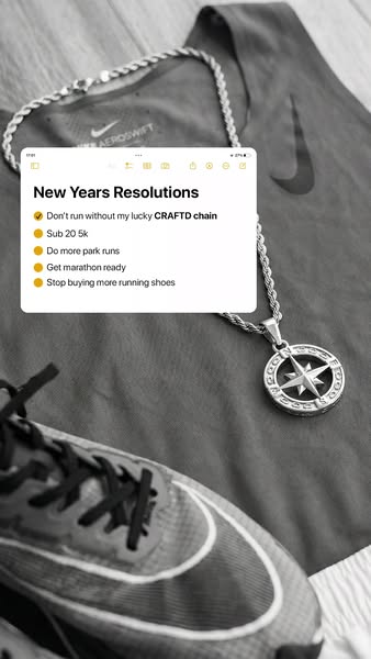 This image ad features CRAFTD London jewelry alongside running apparel, suggesting a lifestyle that blends fitness with 