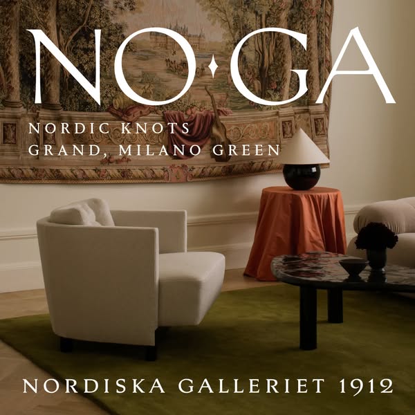 This ad showcases an interior design featuring a rug product alongside other high-end furniture. The intention is to hig