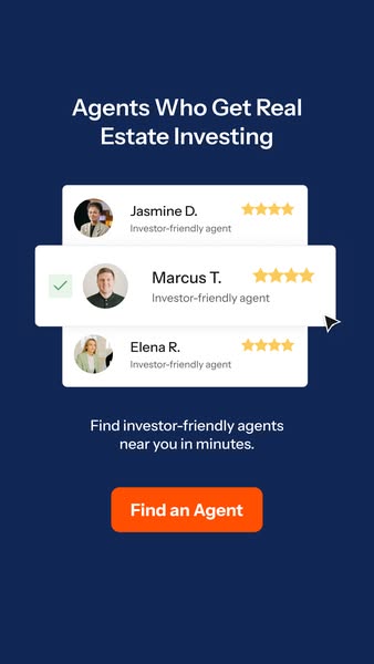 The ad shows a listing of agents who are investor-friendly. It prompts the user to find an agent.