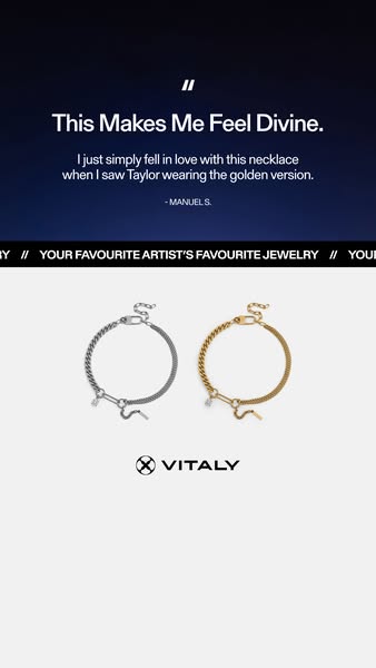 This Meta image ad for Vitaly features a customer testimonial stating that the necklace makes them "feel divine&quo