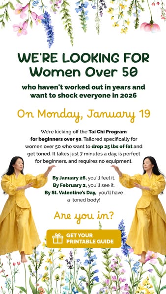 This image ad is targeting women over 50 who are not currently working out. It is advertising a Tai Chi program that is 
