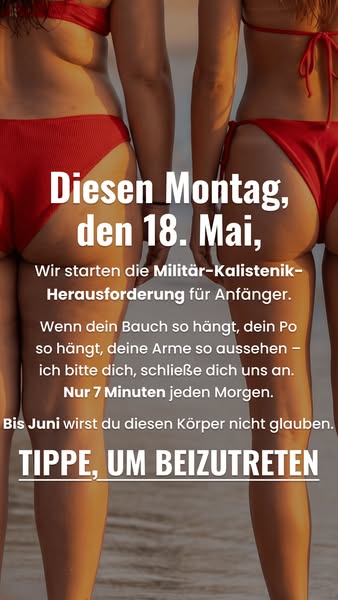 This ad promotes a military-style calisthenics challenge for beginners. The ad speaks directly to those dissatisfied wit