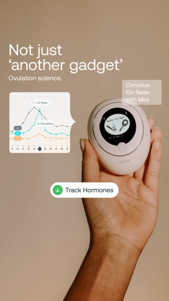 This ad showcases the Mira fertility tracker, emphasizing that it's more than just another gadget but a tool based o