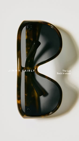 This ad features Jimmy Fairly brand sunglasses. The Luz model is back in stock.